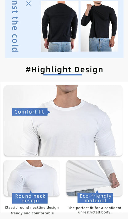 🔥👕 Men’s Heavyweight Long Sleeve T-Shirt – Breathable Cotton Casual Loose Fit Top