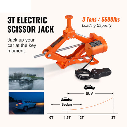 🚗⚡ SALE 46% – 3T Electric Scissor Car Jack with Portable Impact Wrench for SUV & Truck