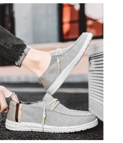 Spring Summer Blue Casual Boat Shoes Lightweight Slip-on Driving Shoes Men Low-cut Breathable Canvas Men Shoes Loafers