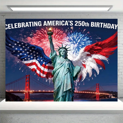 Independence Day Party Theme Background Eagle Balloon July 4th Celebration Decoration Banner USA Flag Backdrop Photo Props Gifts
