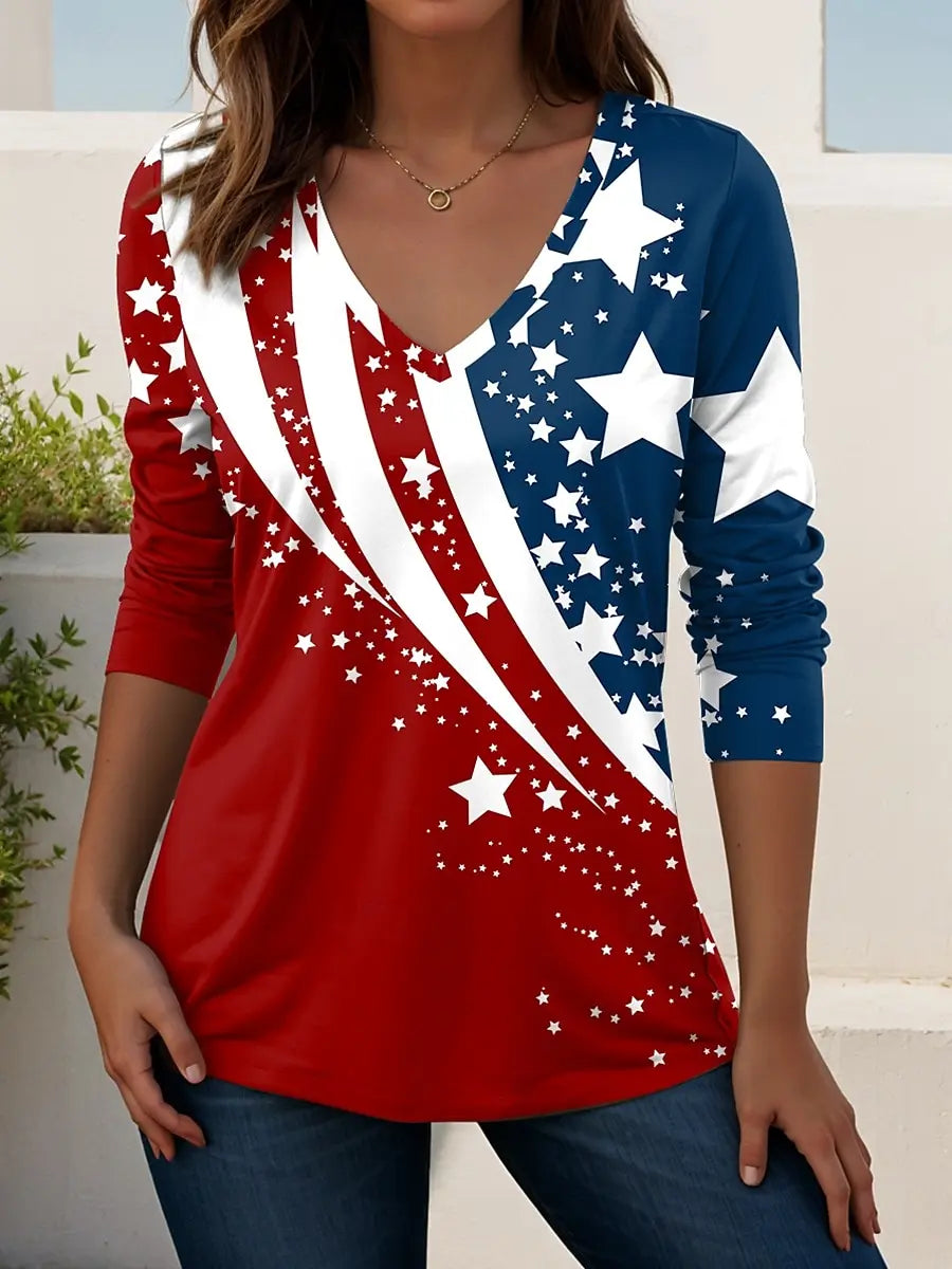 US Flag 250th anniversary Pattern Vintage Women's Long Sleeve T-shirt Summer 3D Print Casaul  polyester Tops Women Clothing