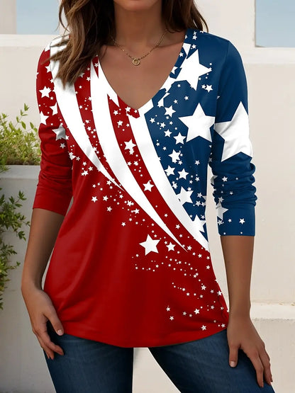 US Flag 250th anniversary Pattern Vintage Women's Long Sleeve T-shirt Summer 3D Print Casaul  polyester Tops Women Clothing