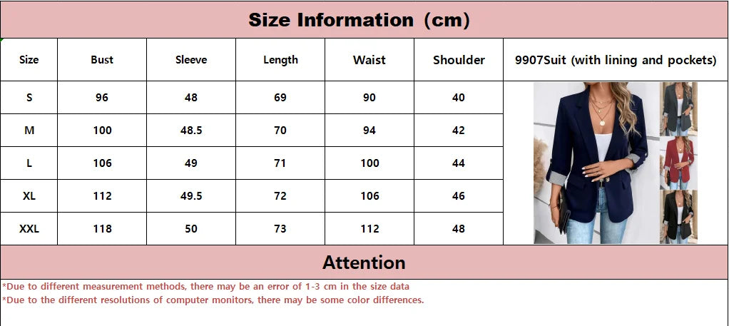✨🧥 New Women’s Casual Slim Fit Blazer – Fashion Button Up Jacket with Rolled Sleeves