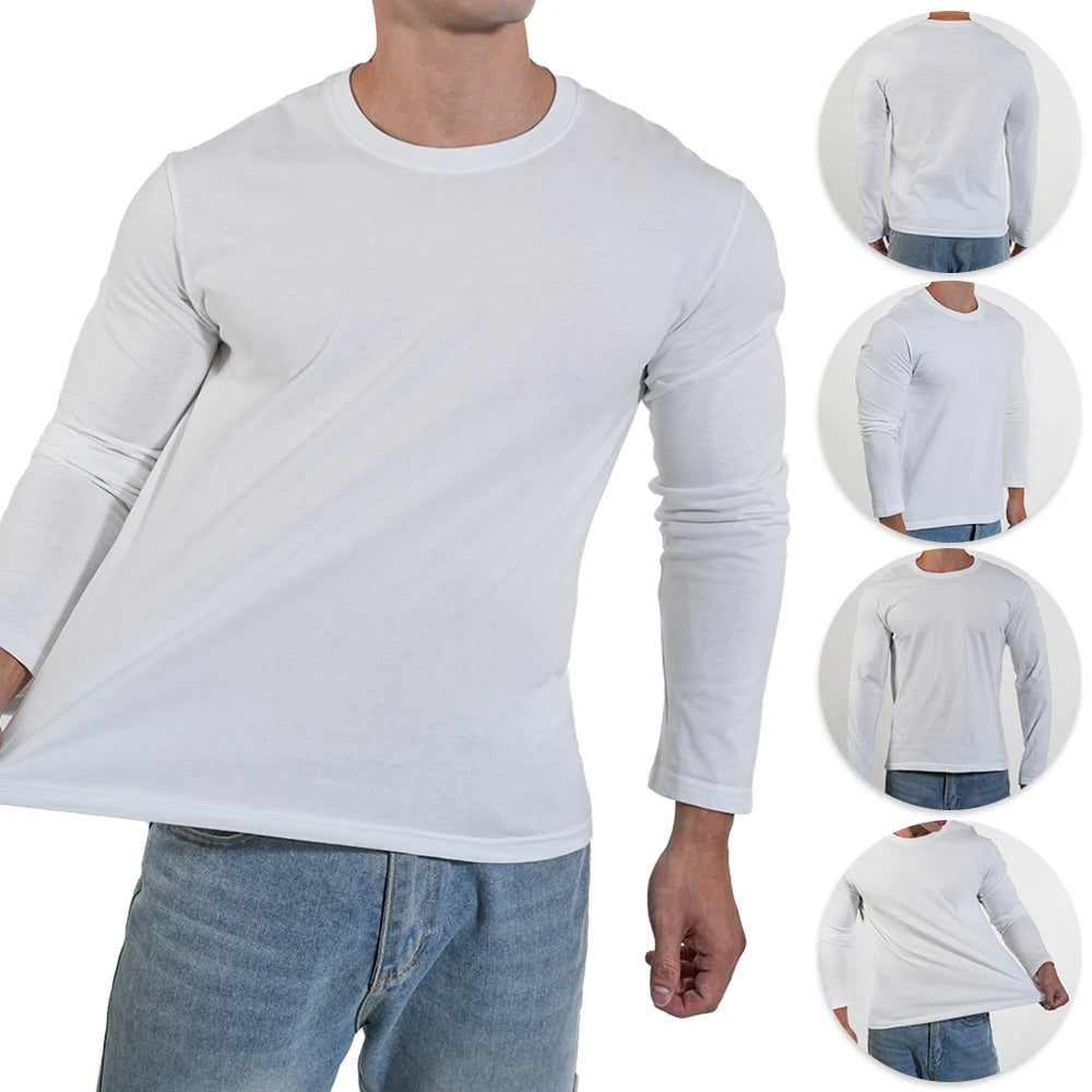 🔥👕 Men’s Heavyweight Long Sleeve T-Shirt – Breathable Cotton Casual Loose Fit Top