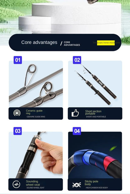 Telescopic Fishing Rod Full Kits Casting Rod Spincast Fishing Reel Feeder Rod Combo 1.5m-1.8m Ultra Short Fishing Rod Set