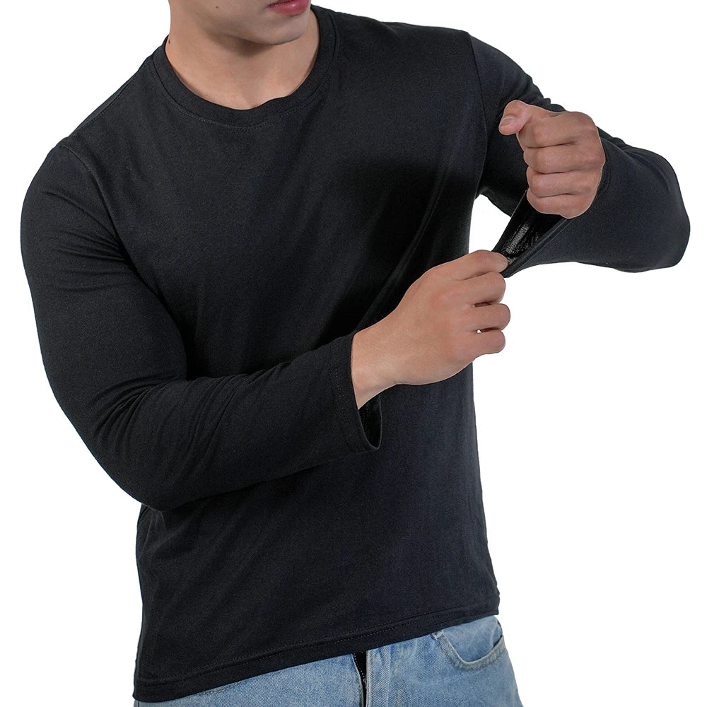 🔥👕 Men’s Heavyweight Long Sleeve T-Shirt – Breathable Cotton Casual Loose Fit Top