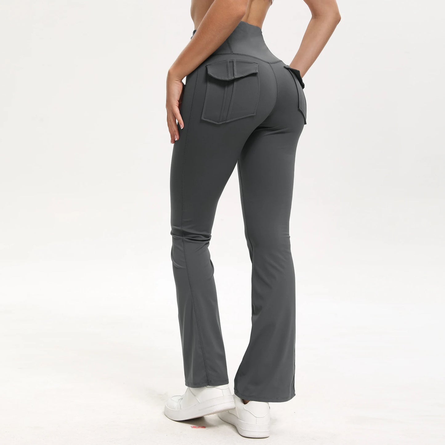 Women's High Waisted Flared Yoga Pants with Pockets Tummy Control Bootcut Leggings for Gym Fitness Casual Wear