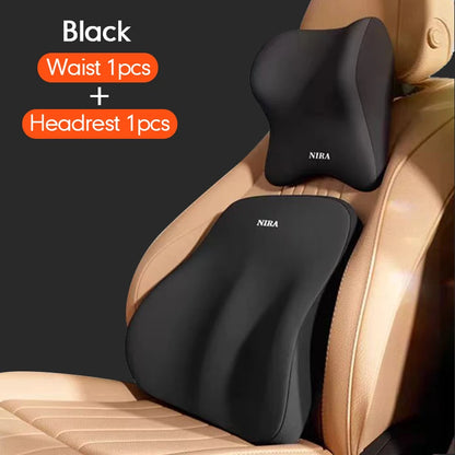 🔥33% OFF Memory Foam Car Neck & Lumbar Support Pillow – Comfortable Driving Cushion