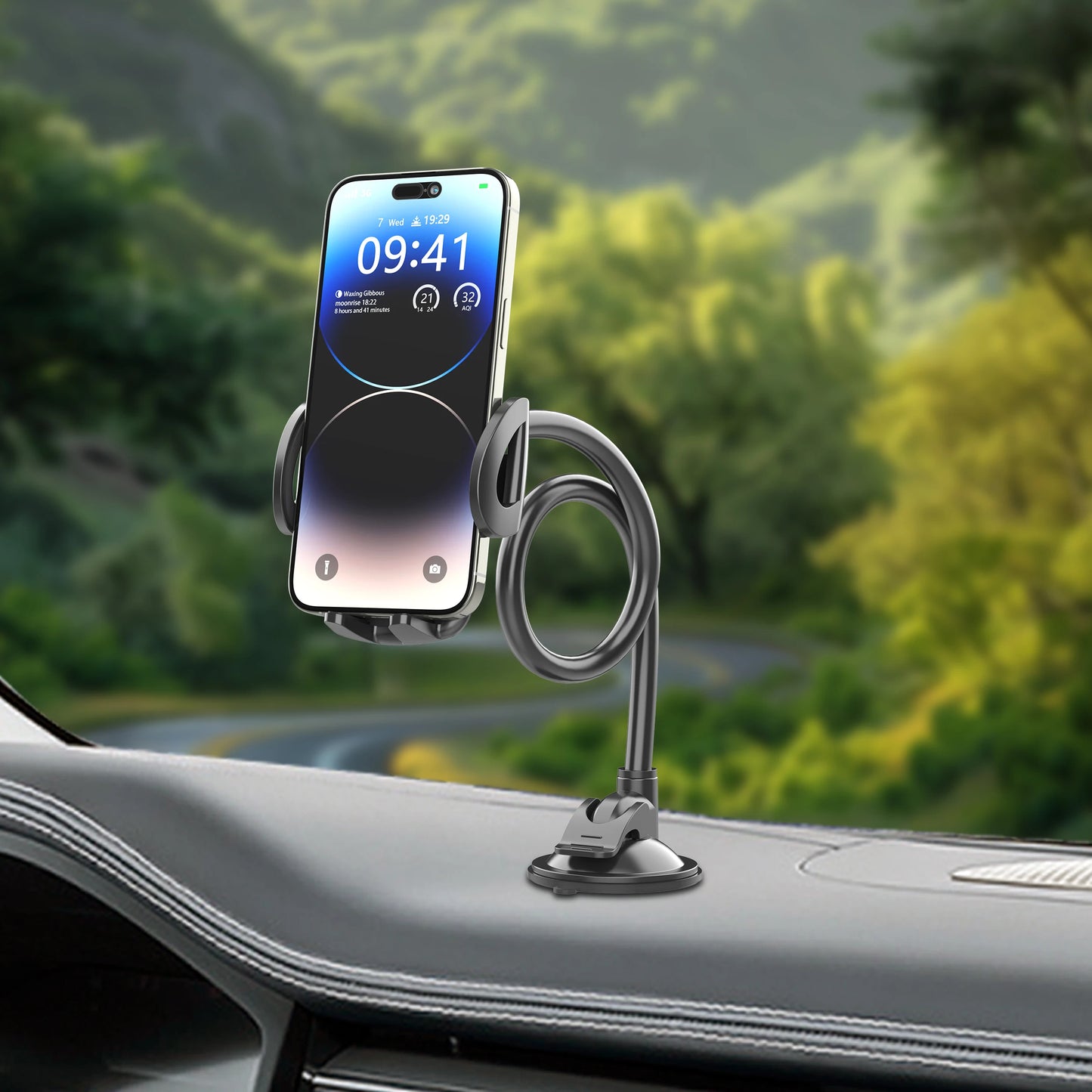 🚗📱 Solid Car & Truck Phone Mount Holder – 11.8" Gooseneck Long Arm Anti-Shake Stand for All Smartphones