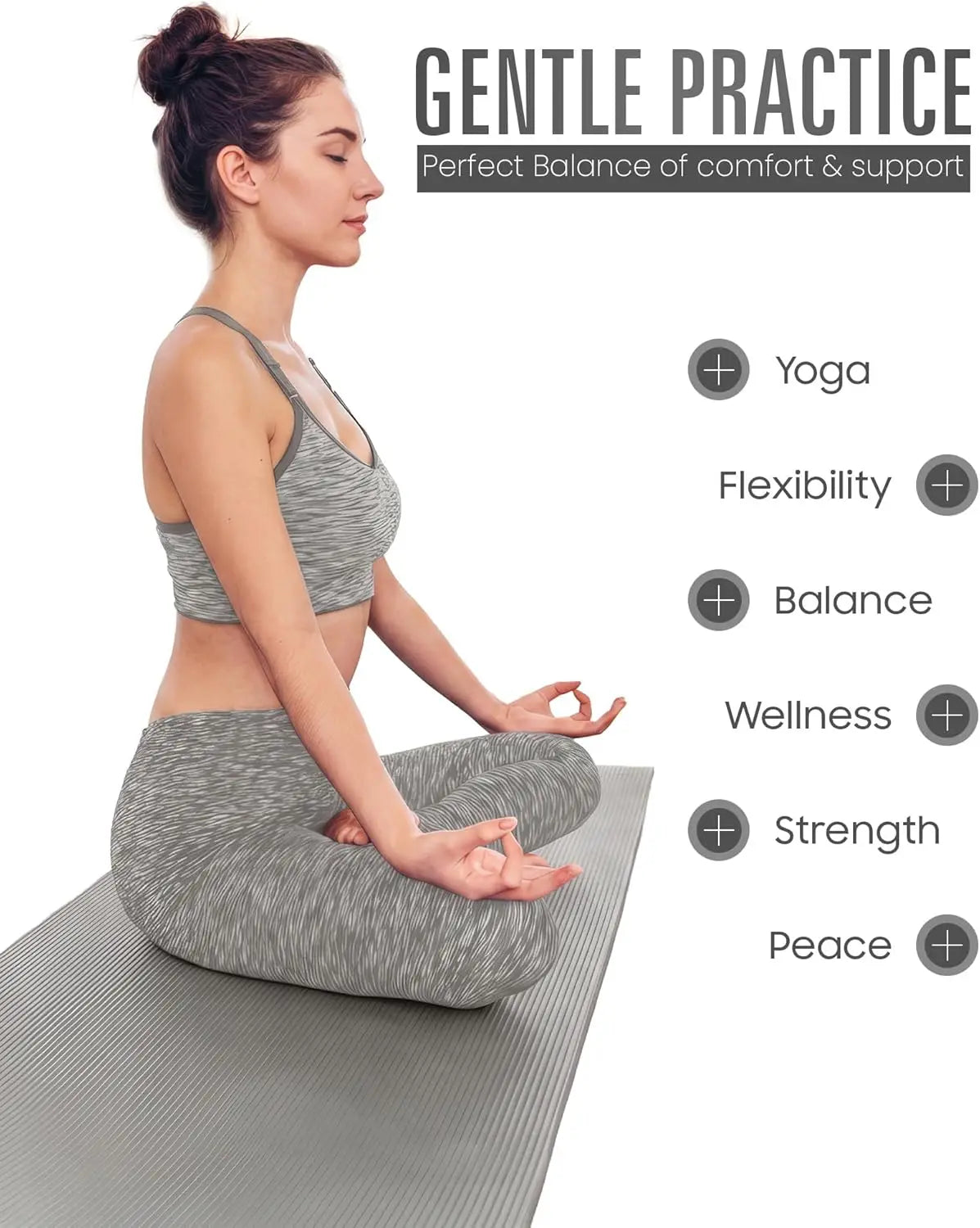 🧘‍♀️ Yoga Mat Thick 2/5 Inch (10mm) Non-Slip Workout Mat with Carry Bag & Strap