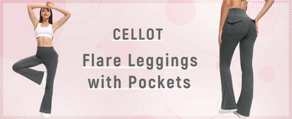 Women's High Waisted Flared Yoga Pants with Pockets Tummy Control Bootcut Leggings for Gym Fitness Casual Wear