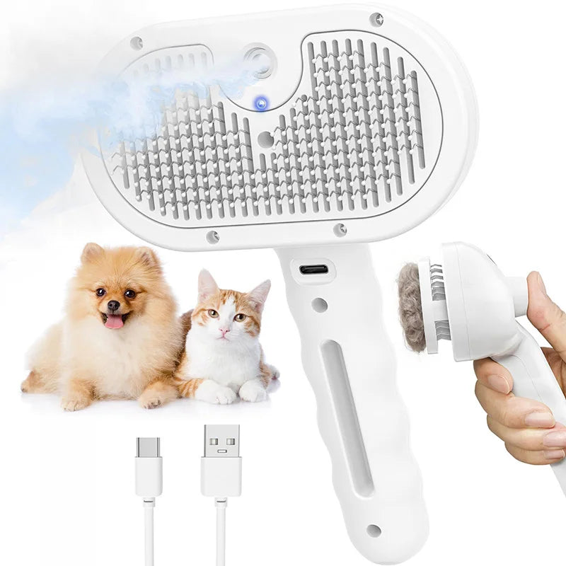 3in1 Pet Steam Spray Grooming Brush for Dogs Cats Electric Hair Removal Comb Massage Anti-Tangle Steamy Floating Hair Cleaning