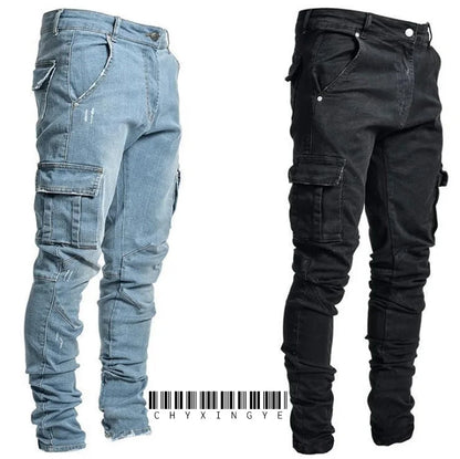 👖🔥 New Men’s Cargo Jeans – Multi Pocket Washed Denim Casual Pants for Daily Wear
