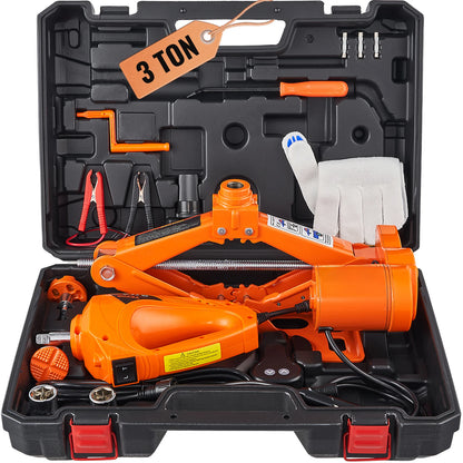 🚗⚡ SALE 46% – 3T Electric Scissor Car Jack with Portable Impact Wrench for SUV & Truck