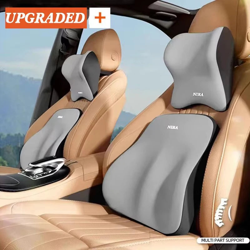🔥33% OFF Memory Foam Car Neck & Lumbar Support Pillow – Comfortable Driving Cushion