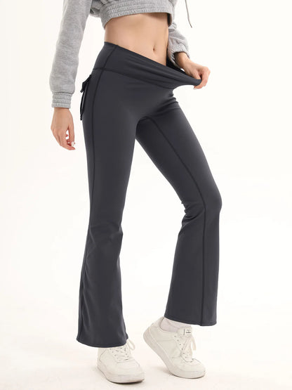 Women's High Waisted Flared Yoga Pants with Pockets Tummy Control Bootcut Leggings for Gym Fitness Casual Wear