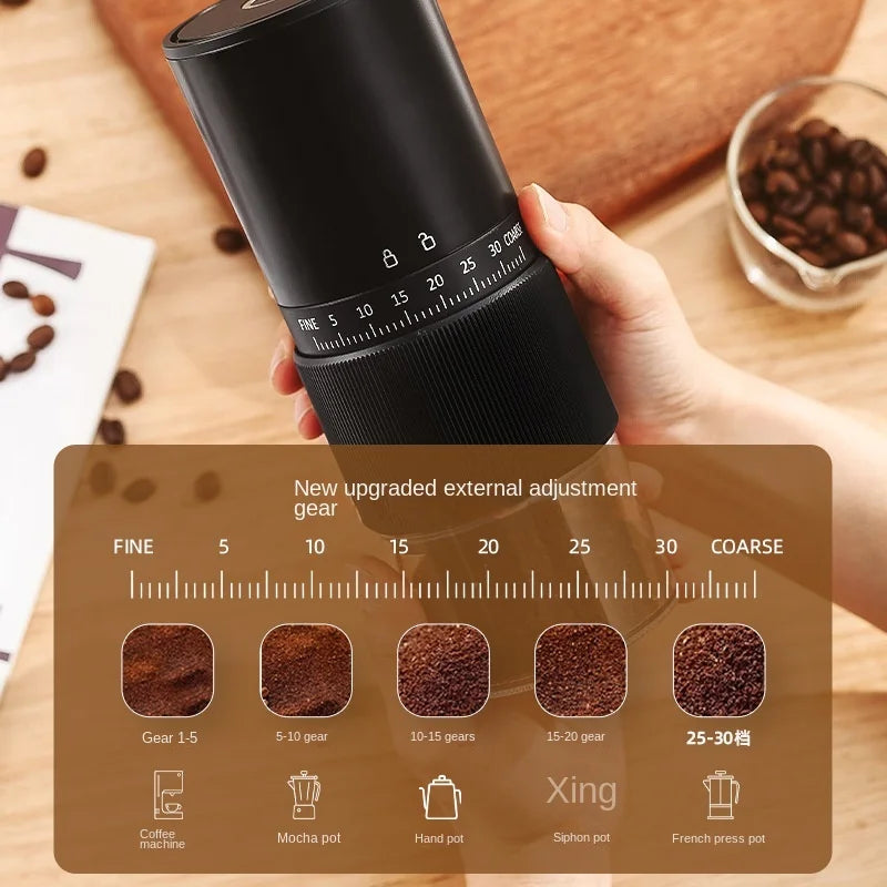 ☕⚡ Portable Electric & Manual Coffee Bean Grinder – 30 Gear Adjustable Rechargeable Coffee Grinder