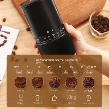 ☕⚡ Portable Electric & Manual Coffee Bean Grinder – 30 Gear Adjustable Rechargeable Coffee Grinder