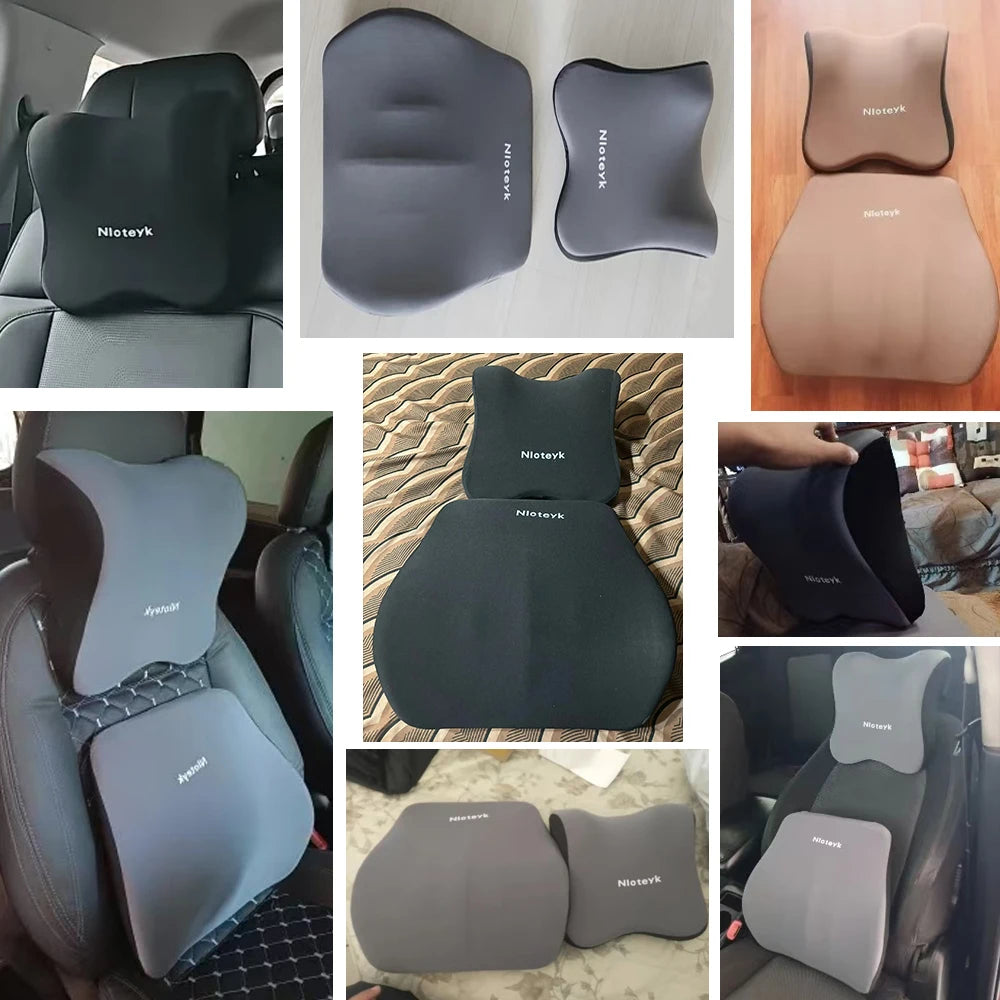 🔥33% OFF Memory Foam Car Neck & Lumbar Support Pillow – Comfortable Driving Cushion