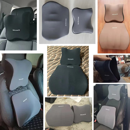 🔥33% OFF Memory Foam Car Neck & Lumbar Support Pillow – Comfortable Driving Cushion