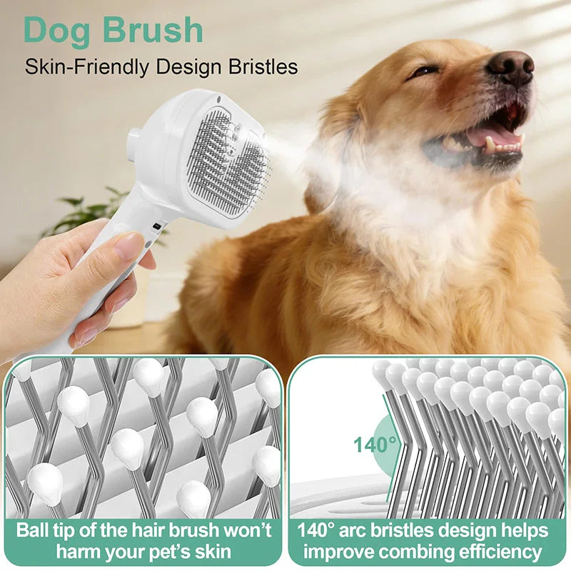 3in1 Pet Steam Spray Grooming Brush for Dogs Cats Electric Hair Removal Comb Massage Anti-Tangle Steamy Floating Hair Cleaning