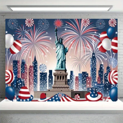 Independence Day Party Theme Background Eagle Balloon July 4th Celebration Decoration Banner USA Flag Backdrop Photo Props Gifts