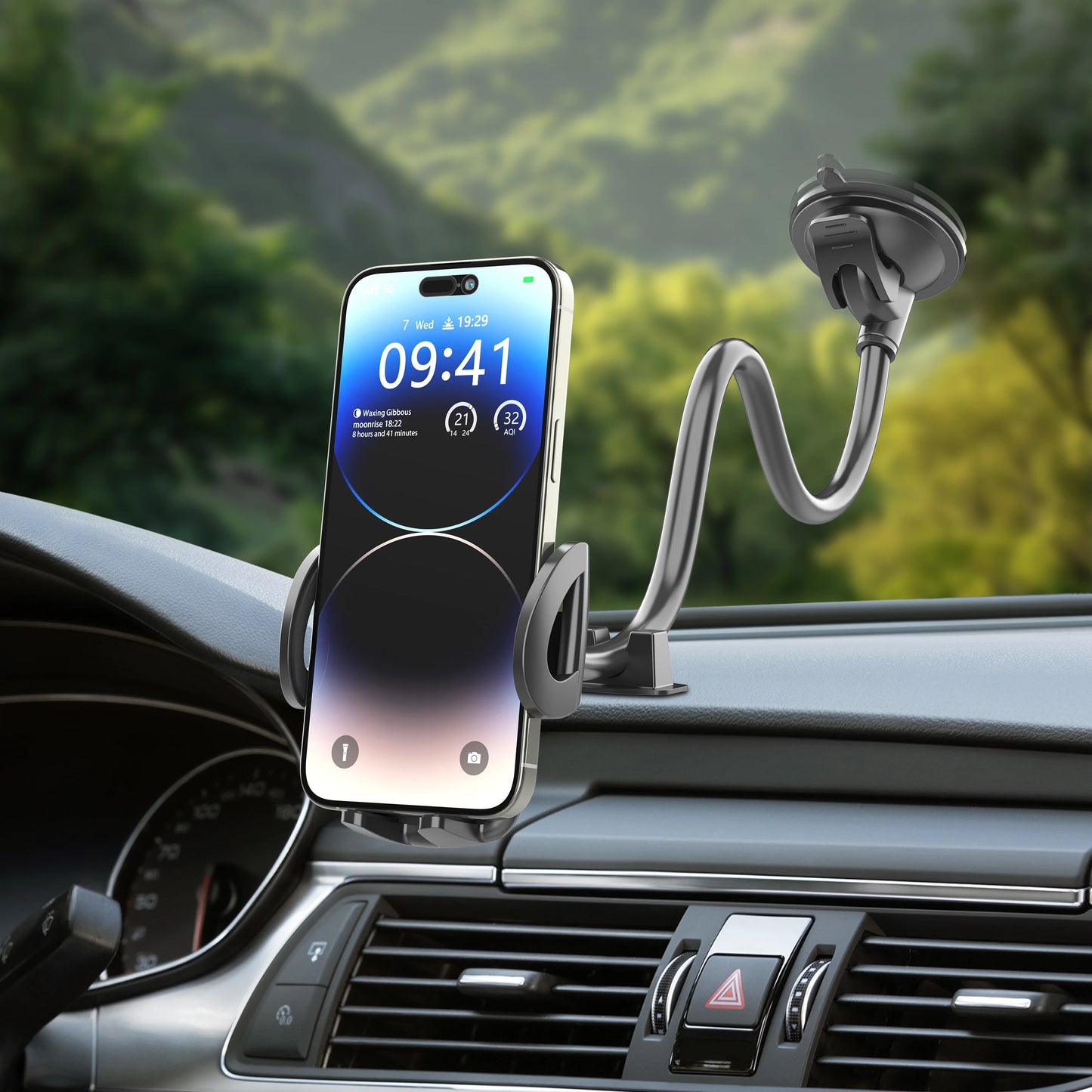 🚗📱 Solid Car & Truck Phone Mount Holder – 11.8" Gooseneck Long Arm Anti-Shake Stand for All Smartphones