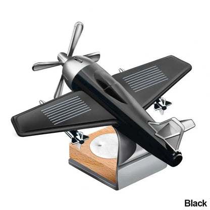 ✈️🚗 Solar Airplane Car Essential Oil Diffuser – Wooden Base Aromatherapy Fragrance Ornament