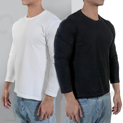 🔥👕 Men’s Heavyweight Long Sleeve T-Shirt – Breathable Cotton Casual Loose Fit Top