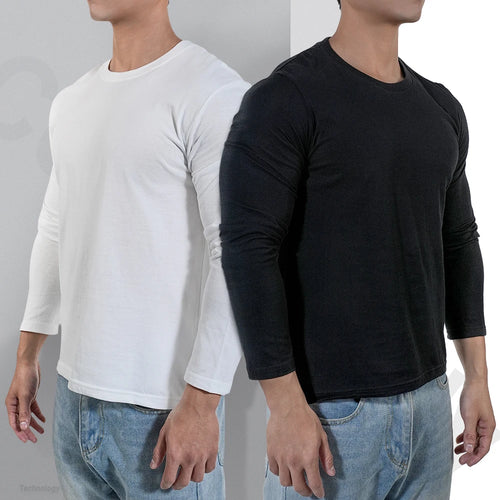 🔥👕 Men’s Heavyweight Long Sleeve T-Shirt – Breathable Cotton Casual Loose Fit Top