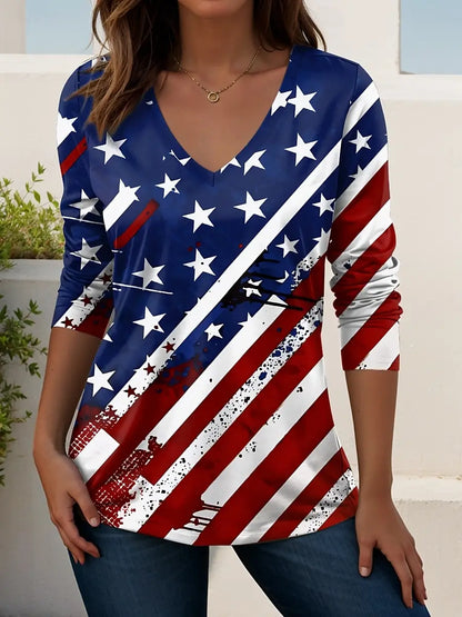 US Flag 250th anniversary Pattern Vintage Women's Long Sleeve T-shirt Summer 3D Print Casaul  polyester Tops Women Clothing