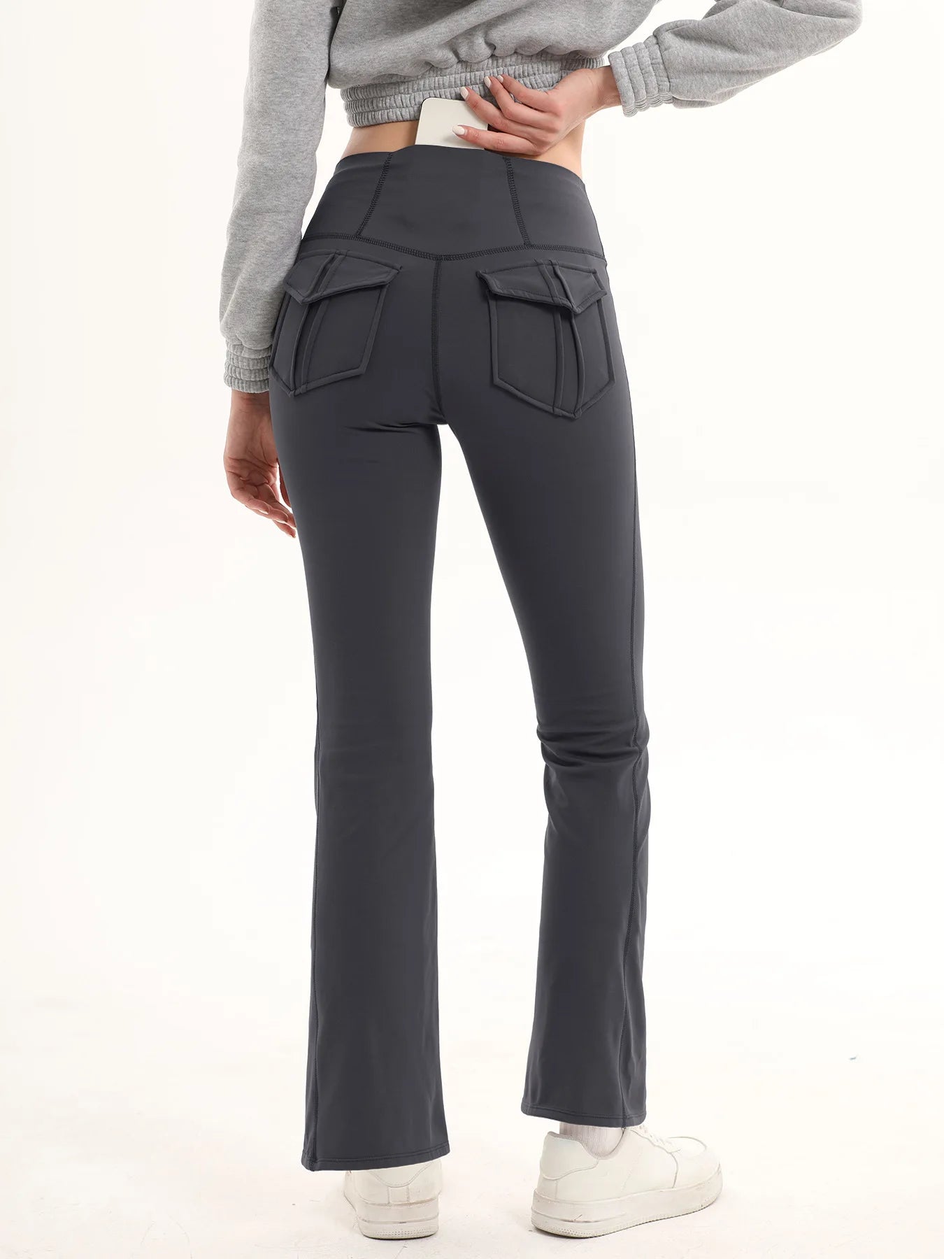 Women's High Waisted Flared Yoga Pants with Pockets Tummy Control Bootcut Leggings for Gym Fitness Casual Wear