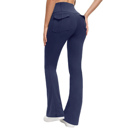 Women's High Waisted Flared Yoga Pants with Pockets Tummy Control Bootcut Leggings for Gym Fitness Casual Wear