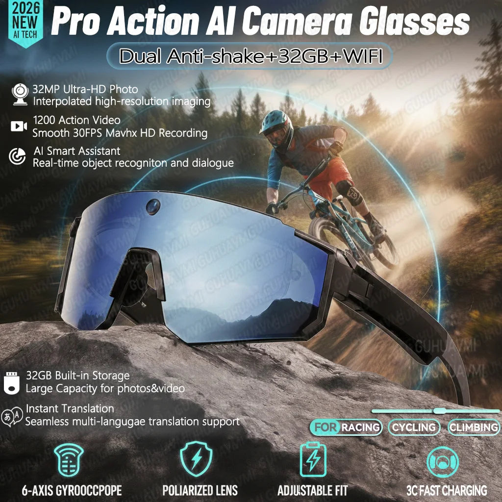 🤖👓 2026 New AI Smart Glasses with 800W Camera, HD Video Recording & Bluetooth Features | 35% OFF