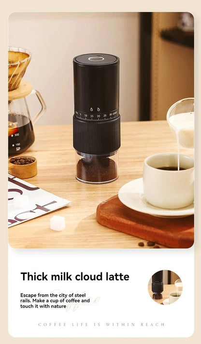 ☕⚡ Portable Electric & Manual Coffee Bean Grinder – 30 Gear Adjustable Rechargeable Coffee Grinder