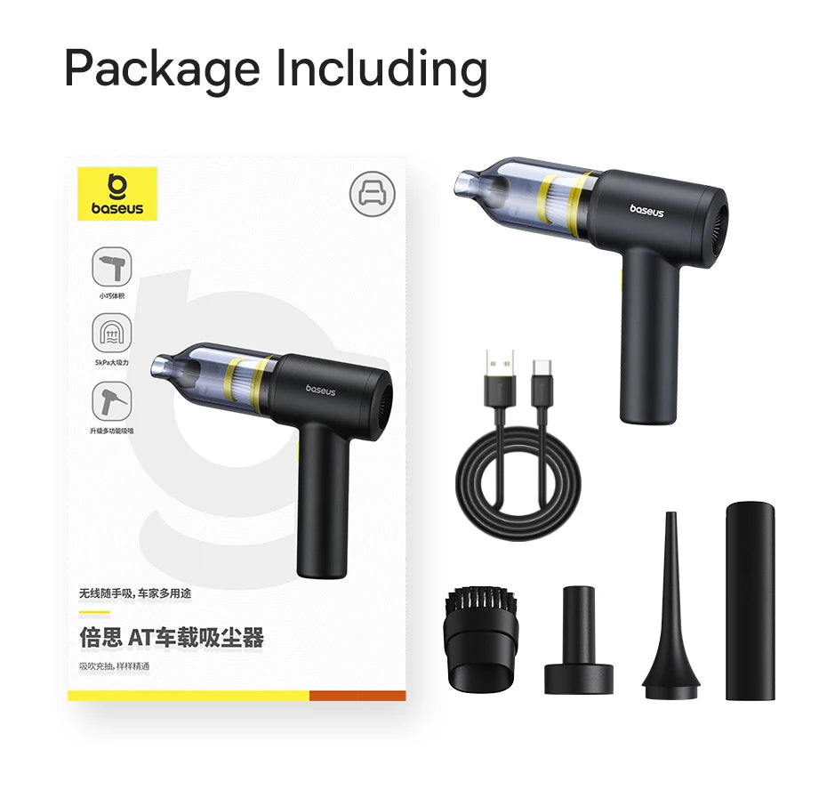 🚗✨ Baseus Wireless Car Vacuum Cleaner & Air Duster Gun – Powerful Portable Cordless Cleaner for Car & Home