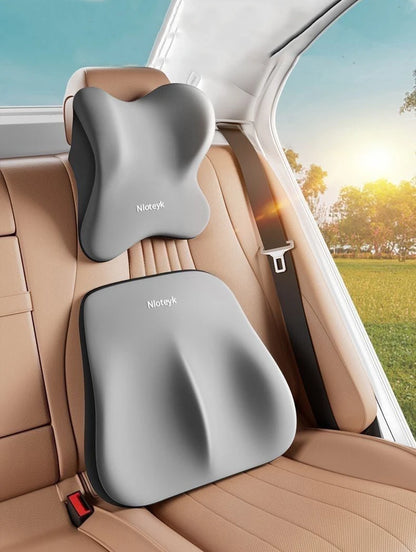 🔥33% OFF Memory Foam Car Neck & Lumbar Support Pillow – Comfortable Driving Cushion
