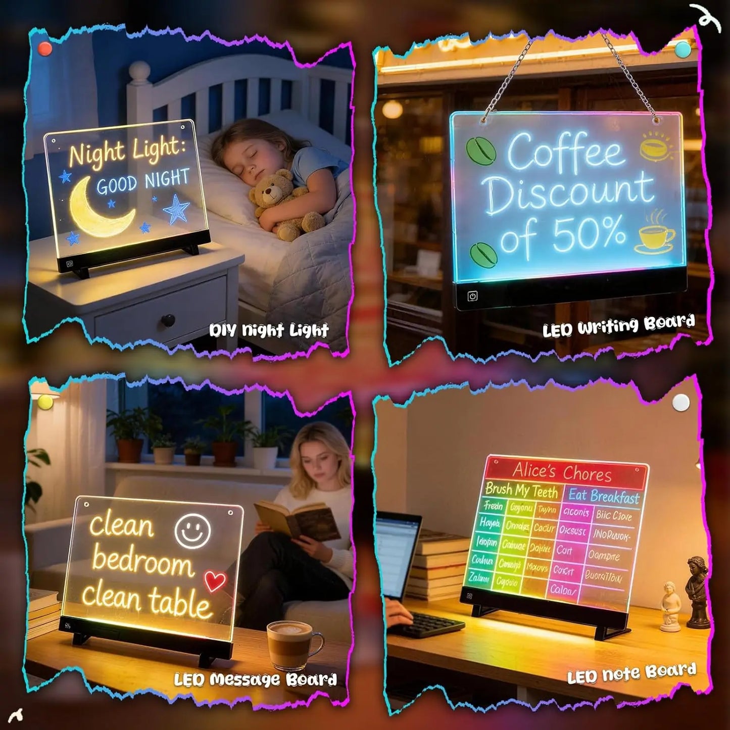🔥30% Off 🎨 17-inch LED Drawing Board – Rechargeable LED Drawing Board - 4 Modes + 7 Colored Pencils - Includes Water Spray Bottle and Cleaning Cloth