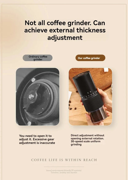 ☕⚡ Portable Electric & Manual Coffee Bean Grinder – 30 Gear Adjustable Rechargeable Coffee Grinder