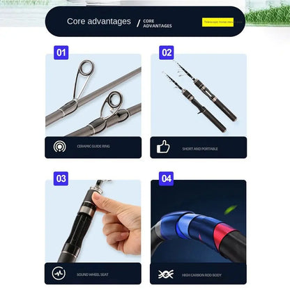 Telescopic Fishing Rod Full Kits Casting Rod Spincast Fishing Reel Feeder Rod Combo 1.5m-1.8m Ultra Short Fishing Rod Set