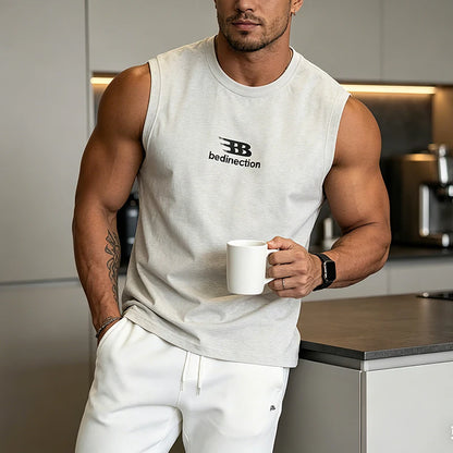Men's Summer Sleeveless T-shirt Casual Washed Print Tank Tops Male O-neck Breathable Vest For Daily Gym Workout Streetwear