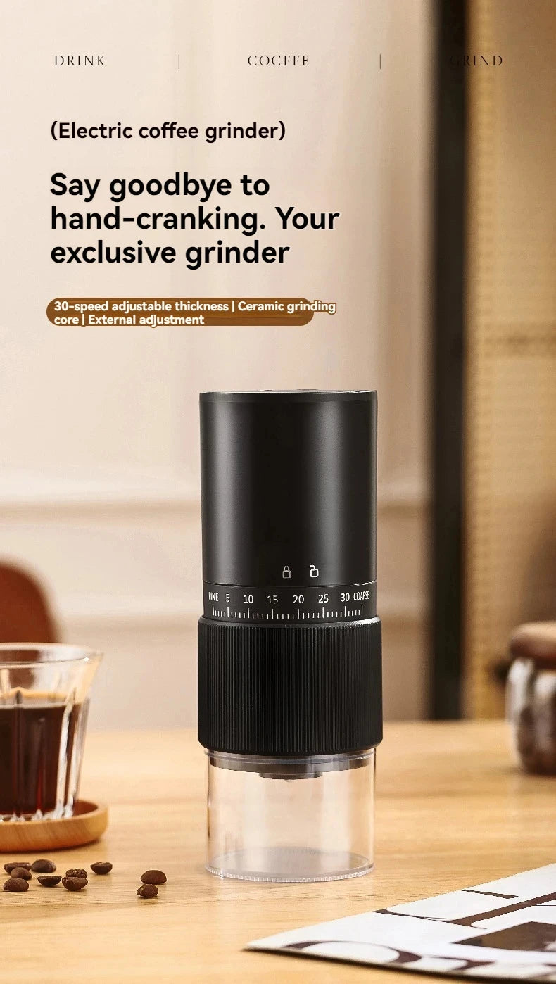☕⚡ Portable Electric & Manual Coffee Bean Grinder – 30 Gear Adjustable Rechargeable Coffee Grinder
