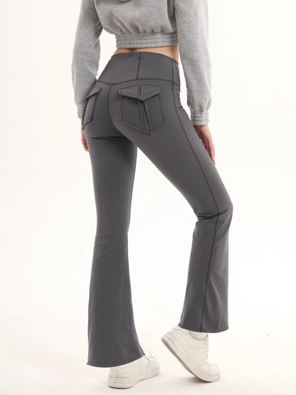 Women's High Waisted Flared Yoga Pants with Pockets Tummy Control Bootcut Leggings for Gym Fitness Casual Wear