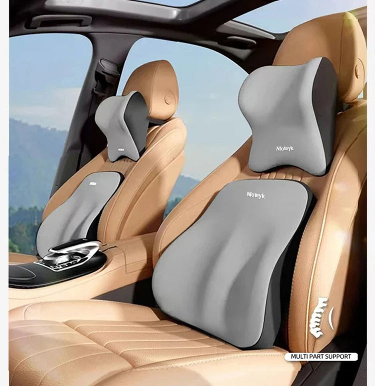 🔥33% OFF Memory Foam Car Neck & Lumbar Support Pillow – Comfortable Driving Cushion