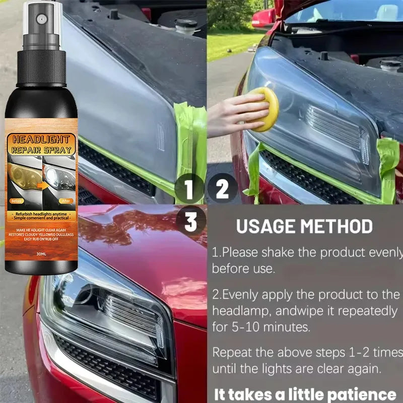 🚗✨ Car Headlight Restoration Kit – Scratch Remover & Oxidation Cleaner Polish for Clear Headlamps