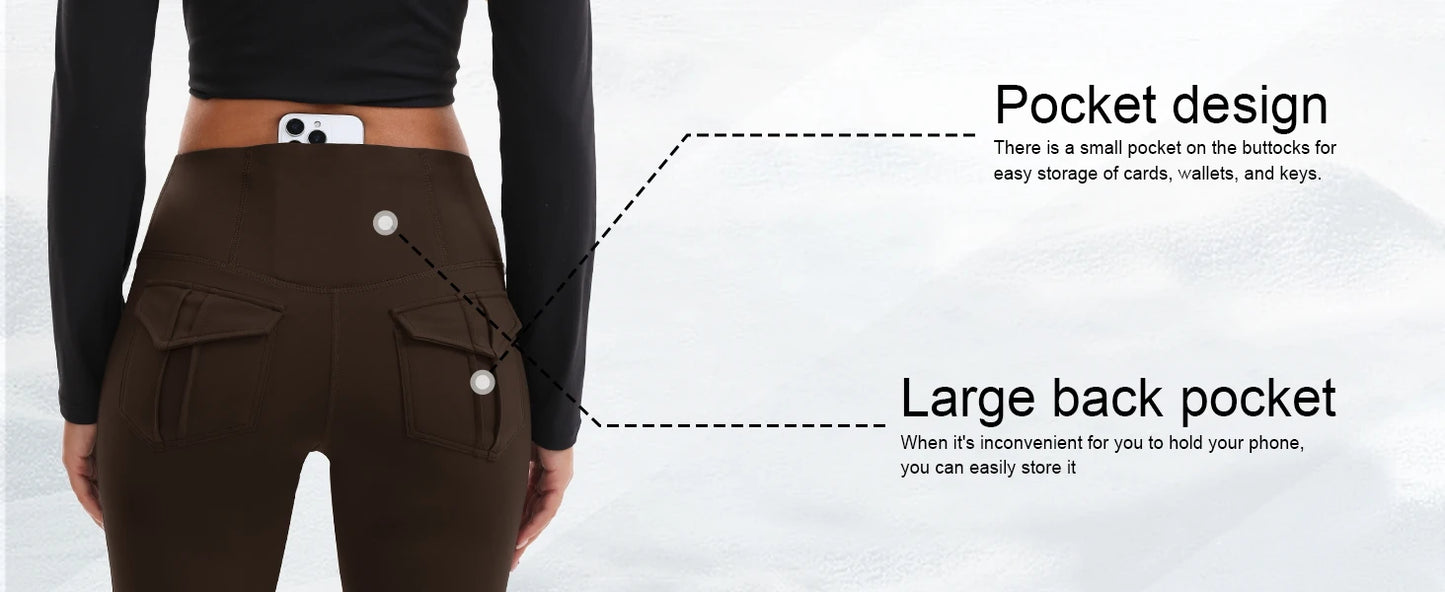 Women's High Waisted Flared Yoga Pants with Pockets Tummy Control Bootcut Leggings for Gym Fitness Casual Wear