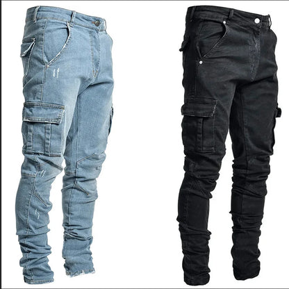 👖🔥 New Men’s Cargo Jeans – Multi Pocket Washed Denim Casual Pants for Daily Wear
