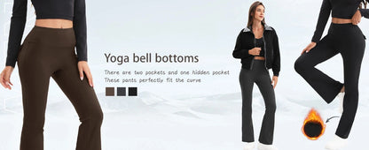 Women's High Waisted Flared Yoga Pants with Pockets Tummy Control Bootcut Leggings for Gym Fitness Casual Wear