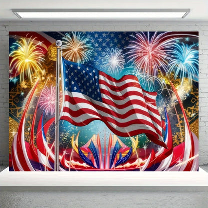 Independence Day Party Theme Background Eagle Balloon July 4th Celebration Decoration Banner USA Flag Backdrop Photo Props Gifts