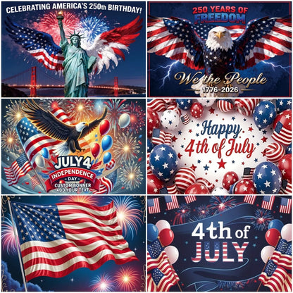 Independence Day Party Theme Background Eagle Balloon July 4th Celebration Decoration Banner USA Flag Backdrop Photo Props Gifts